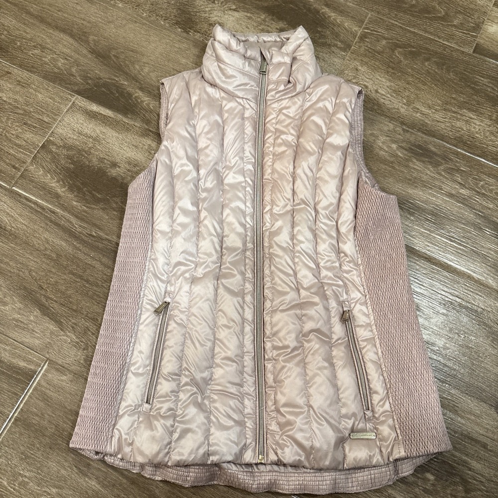 Calvin Klein Performance Down Vest Women's Sz L Mauve Pink Quilted